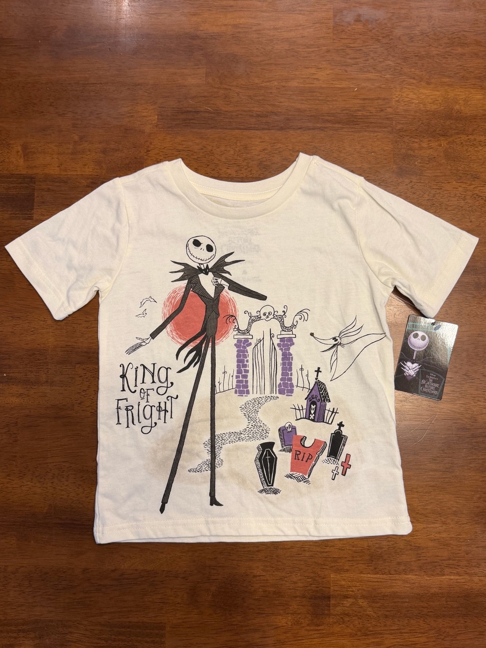 NWT Nightmare Before Christmas Kids' 'King of Fright' Graphic Tee - Cream